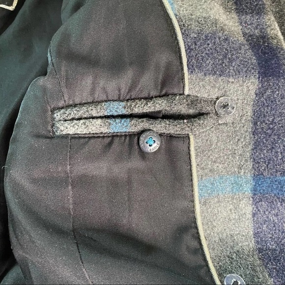 American Eagle wool plaid jacket coat sz medium Gray blue - Picture 6 of 11